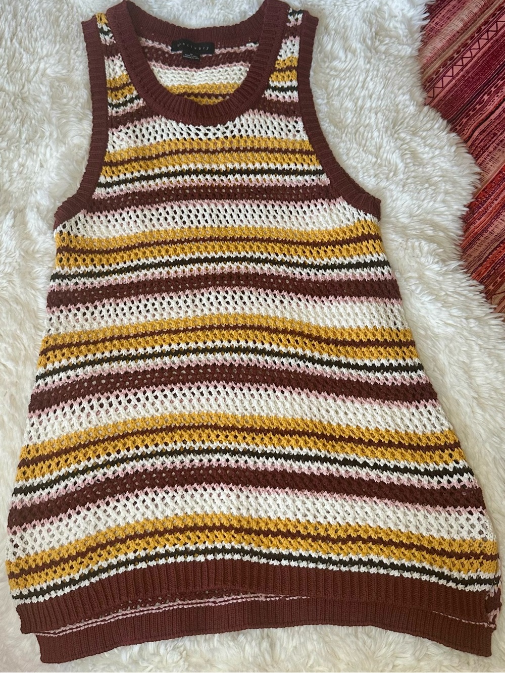 Sanctuary Sunland Stripe Open Knit Sweater Tank Medium NWOT - Picture 2 of 8
